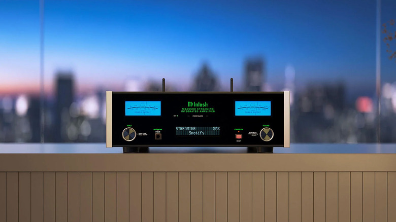 A McIntosh speaker amplifier on a table