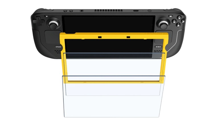 installing a screen protector on the Steam Deck