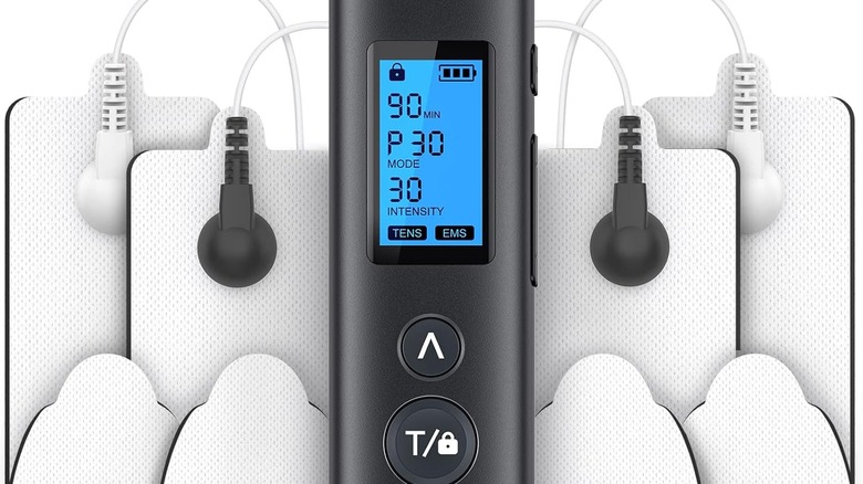 TENS unit with sticky pads