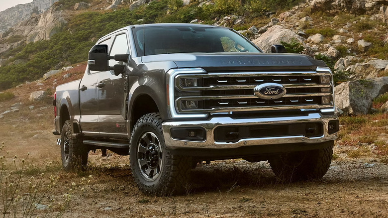 A front end shot of a gray 2024 Ford F-250