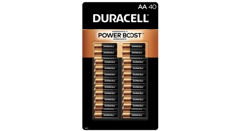 A 40-pack of Duracell "power boost" AA batteries.