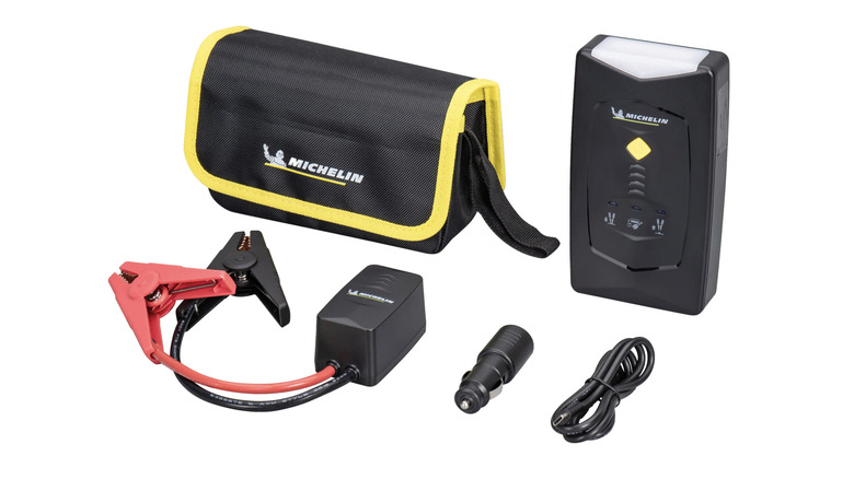 Michelin jump starter kit contents on a white background.