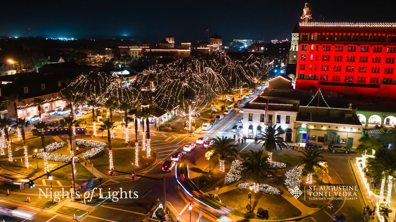 A wide angle view of the St. Augustine Nights of Lights