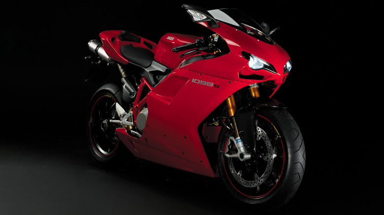 Ducati 1098S on display in red