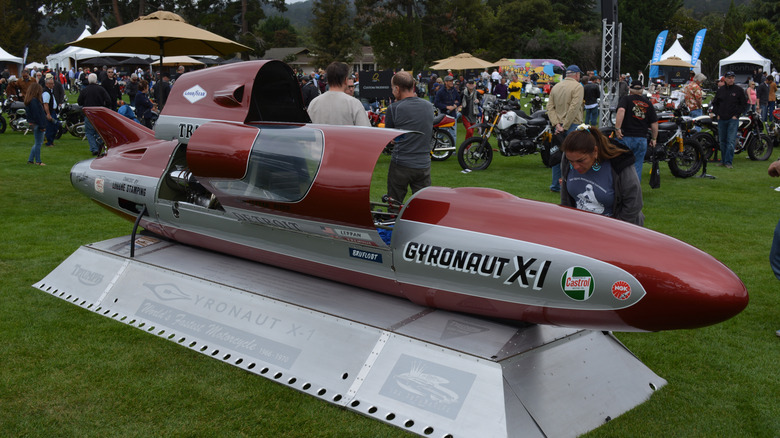 record setting Gyronaut X-1 motorcycle at the Quail auto show