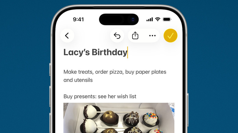 iPhone using Apple Notes, blue background