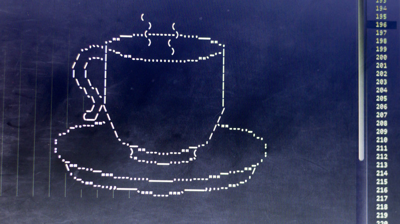ASCII art of drink cup and HTML code aside.