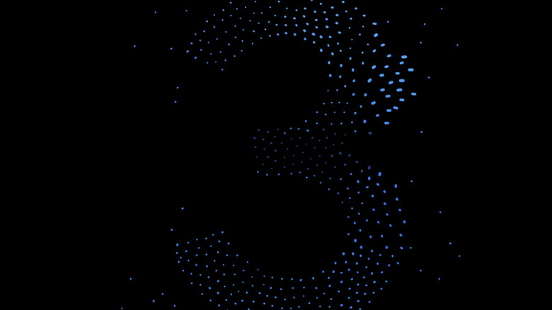 The number three formed by a cluster of blue dots on black.