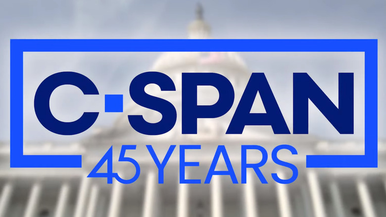 C-SPan logo with 45 years under it in front of the capital building.