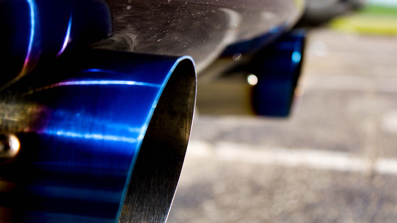 A close-up of a car exhaust