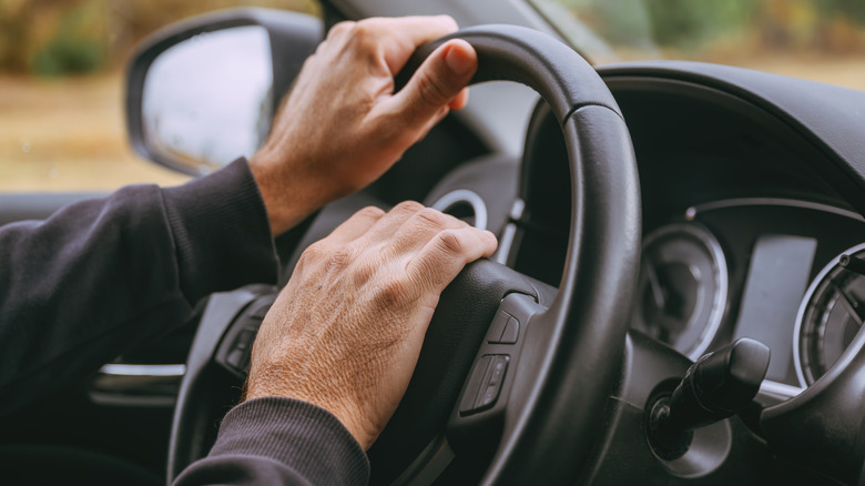 A driver blowing the horn