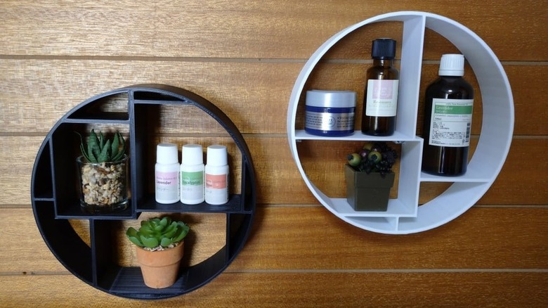 Two round shelf units