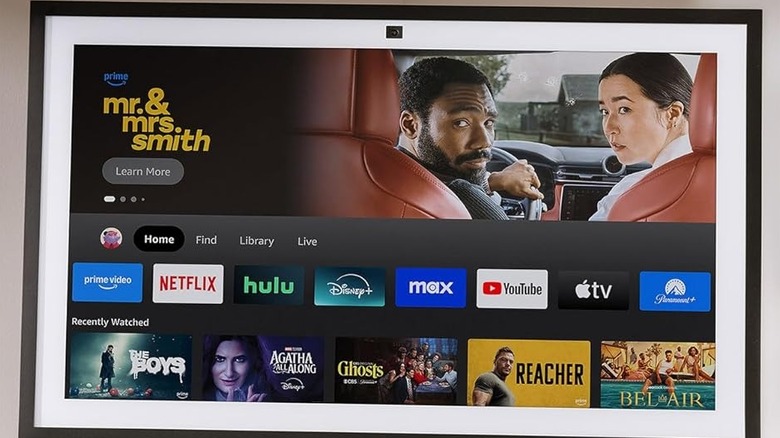 An Amazon Echo Show 21 shows and movies.