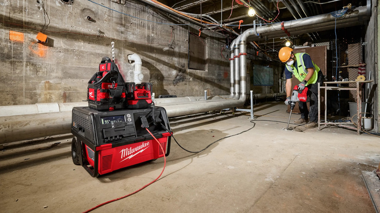 Milwaukee Roll-On Power Supply powering corded tools