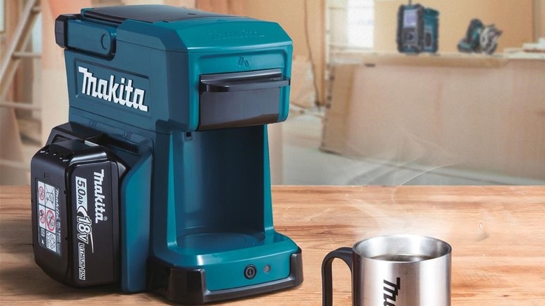 Makita cofee maker at a jobsite