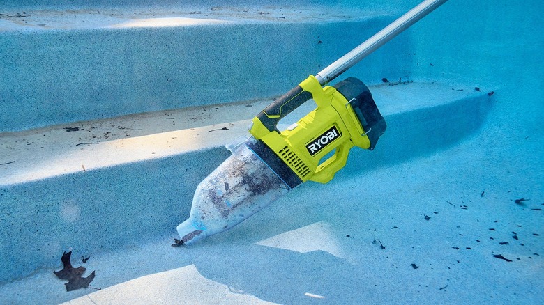 Ryobi pool vacuum attached to a pole
