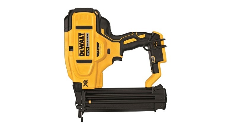 Yellow and black brad nailer with a thin handle