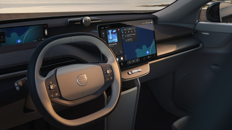 2027 Volvo EX60 infotainment screen and steering wheel
