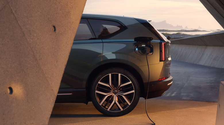 2027 Volvo EX60 rear hatch detail and charging port