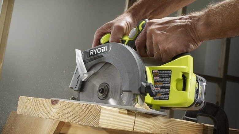 Cutting wood with 18V ONE+ 6 1/2 Circular Saw