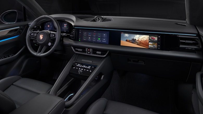 Porsche Macan EV Dashboard, console, and seats