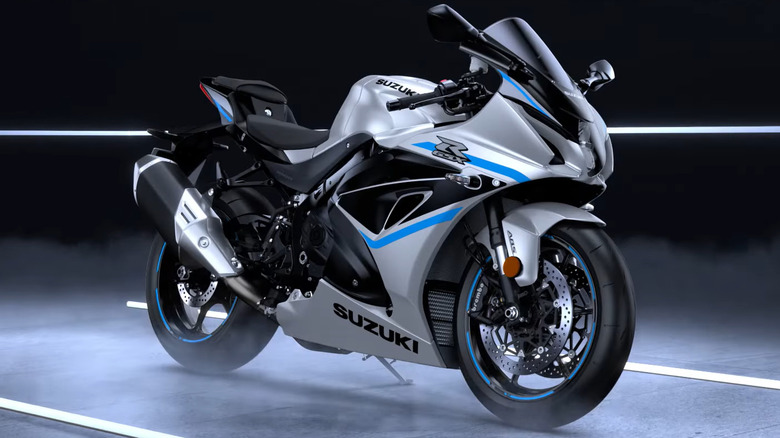 A metallic GSX-R1000 on display