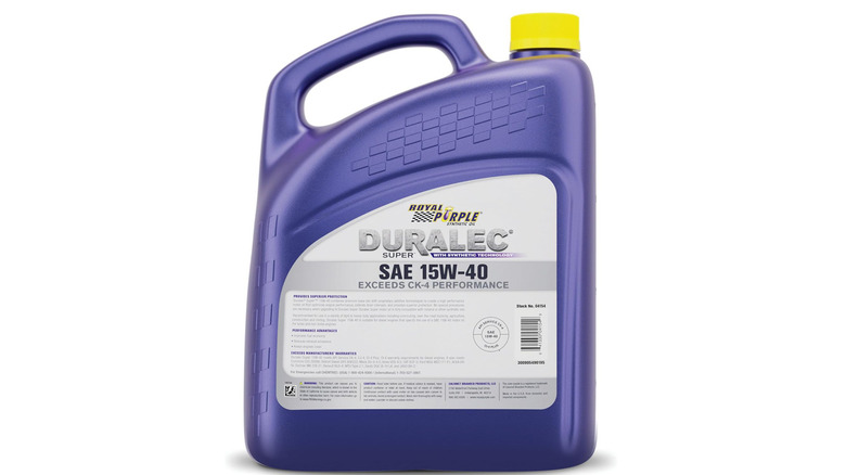 Royal Purple's Duralec Oil container on plain background