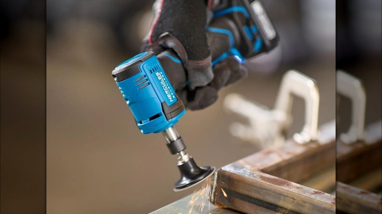 The Hercules die grinder used to grind a welded edge.