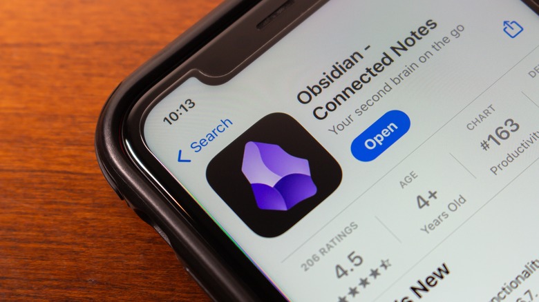 Obsidian app seen in an iPhone screen