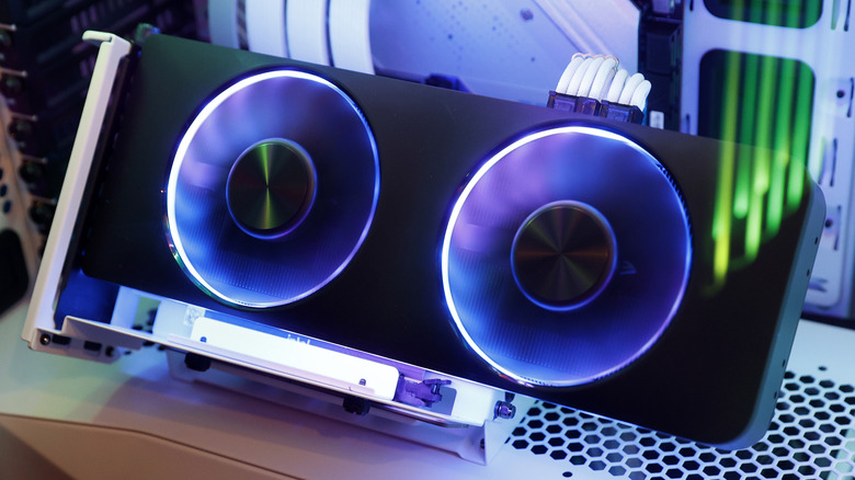 An Intel Arc series graphics card
