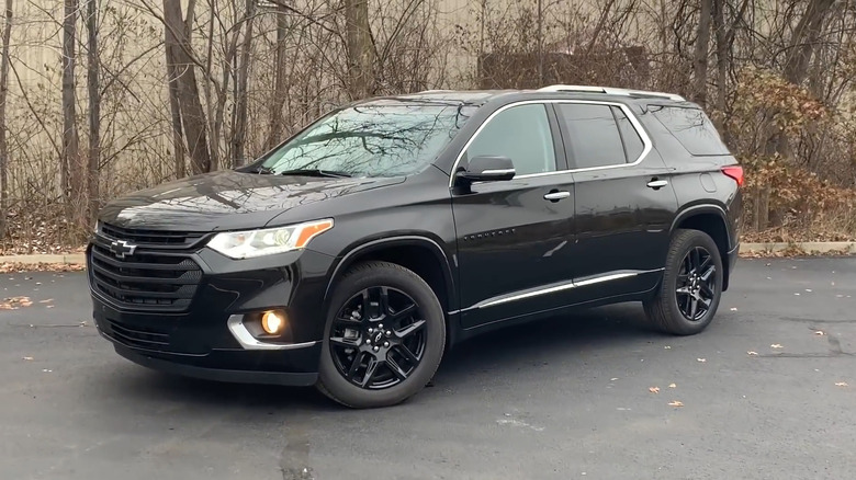 A black 2019 Chevrolet Traverse parked