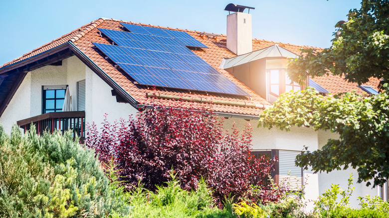 Solar panels on a house during the day