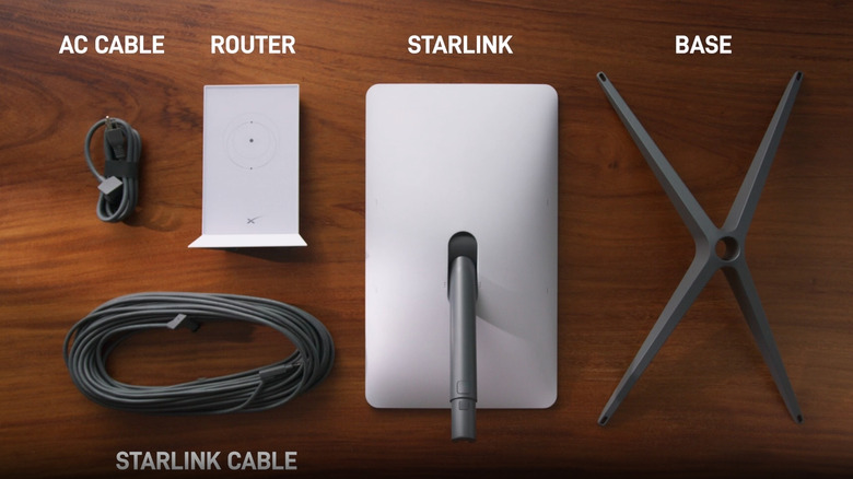 Starlink dish and all of the components that come with it