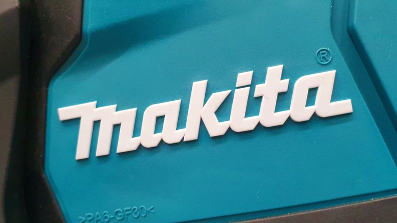 Closeup of Makita logo