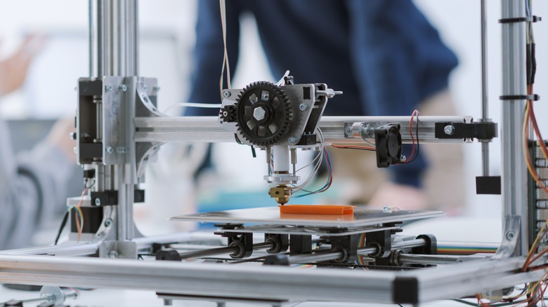 A 3D printer in use.