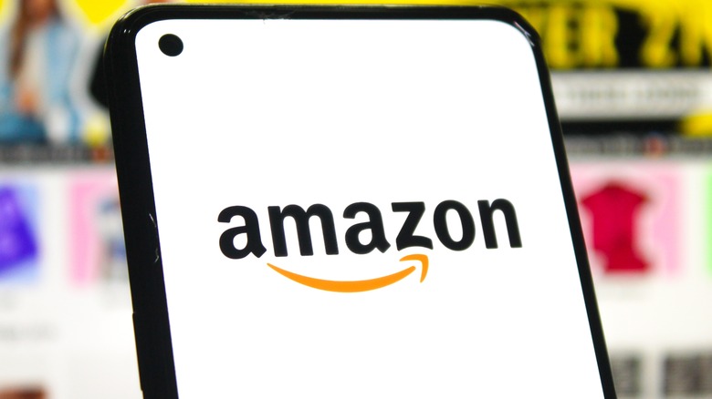 The Amazon logo on a smart phone