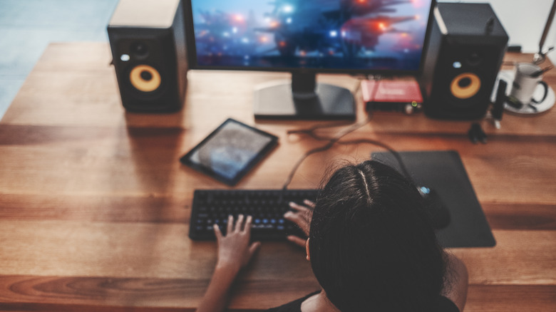 Person playing video games