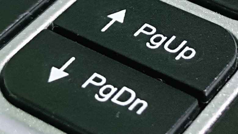 Page up and page down keys on a keyboard