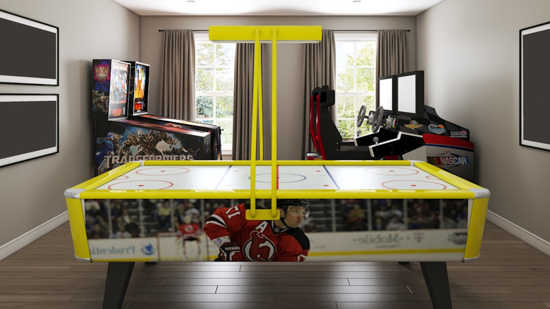 A render of an at-home game room.