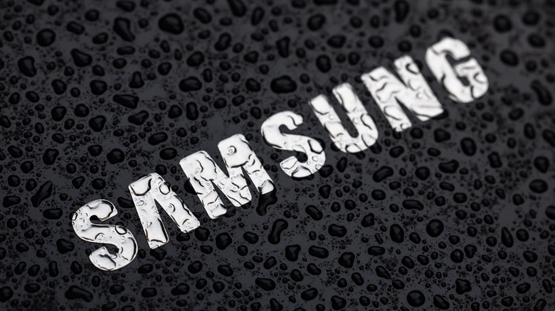Close up of the Samsung logo