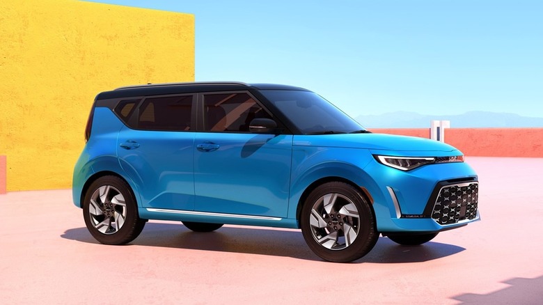 Kia Soul parked on a rooftop