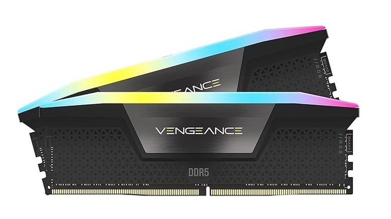Corsair DDR5 32GB RAM sticks on white background