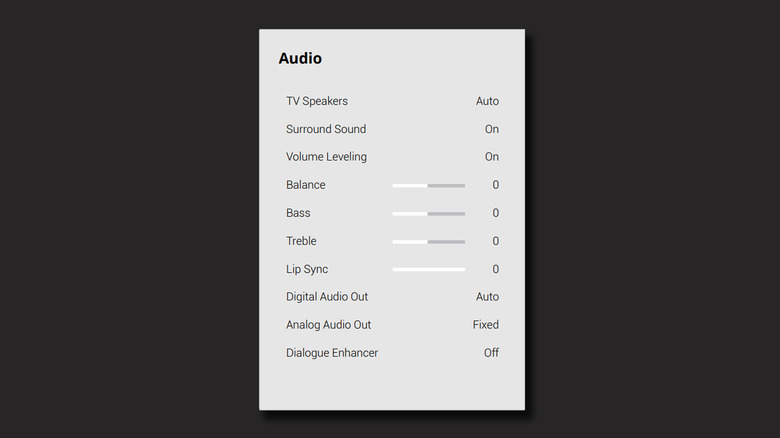 Audio options on a Vizio TV