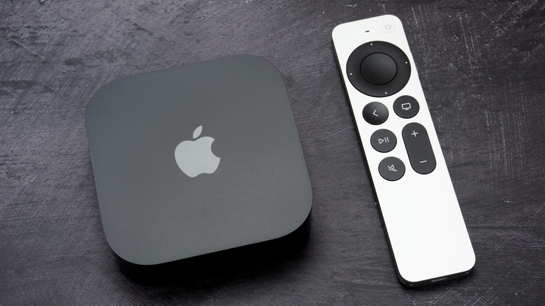 Apple TV 4K streaming box and its remote
