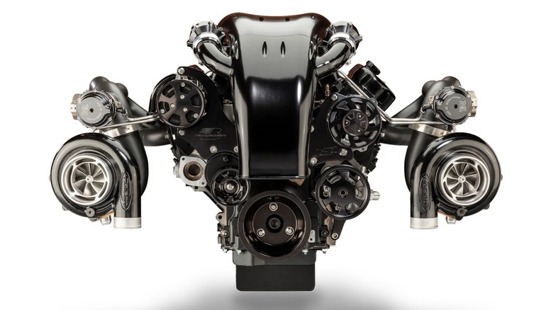 Nelson Racing Engines NRE twin-tubro Alien LS 427 on a white background