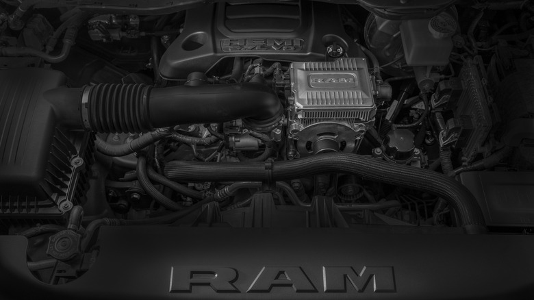 5.7 Hemi eTorque engine inside the 2026 Ram 1500
