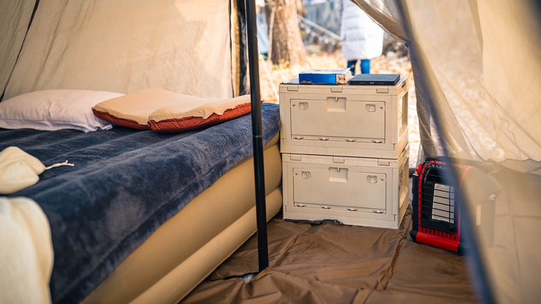 Air mattress in tent