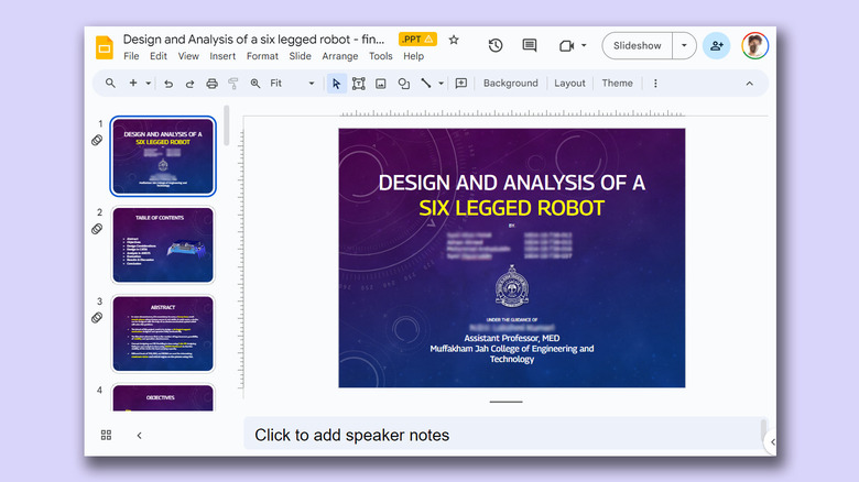 Google Slides app on the web