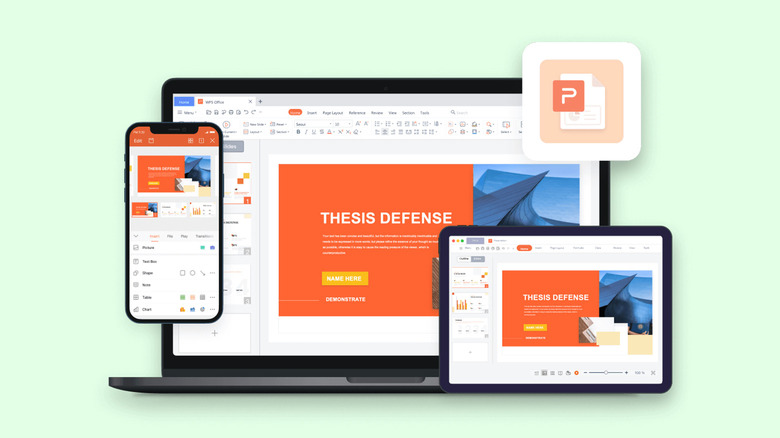WPS Presentation app on different devices