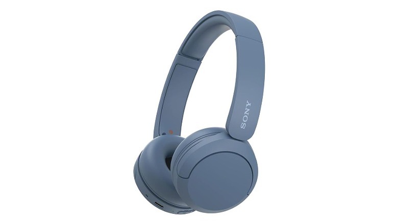 Blue headphones with a Sony logo